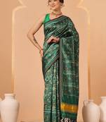 Green woven art silk traditional saree with blouse piece