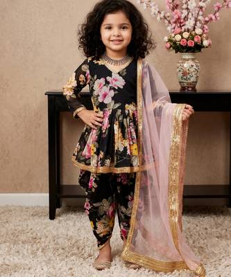 black heavy fox georgette salwar suit set with digital print work with less - designer party wear 1