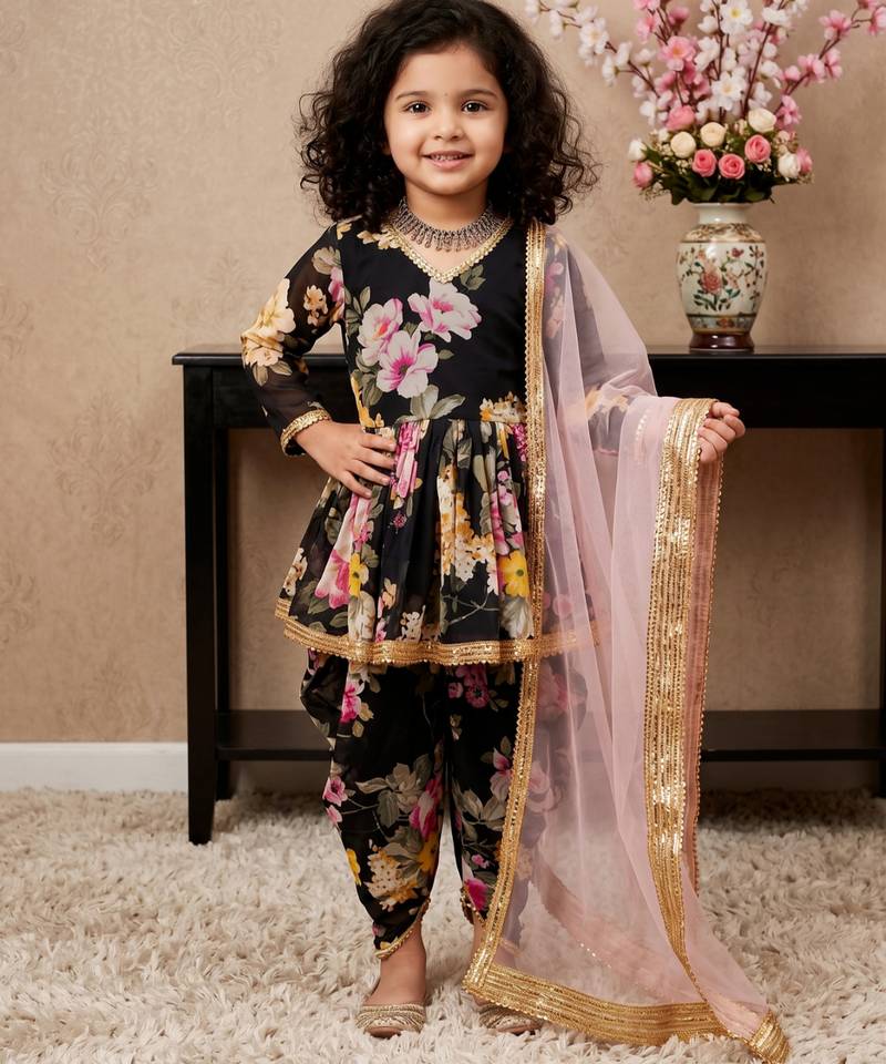 black heavy fox georgette salwar suit set with digital print work with less - designer party wear