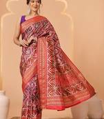 Multicolor woven art silk traditional saree with blouse piece