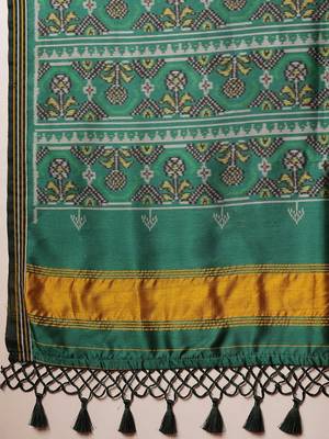 Green woven art silk traditional saree with blouse piece 4