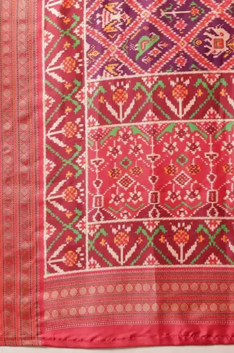 Multicolor woven art silk traditional saree with blouse piece