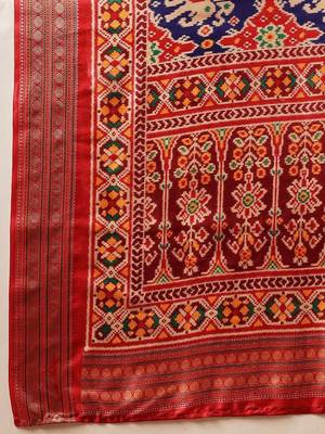 Red woven art silk traditional saree with blouse piece 5