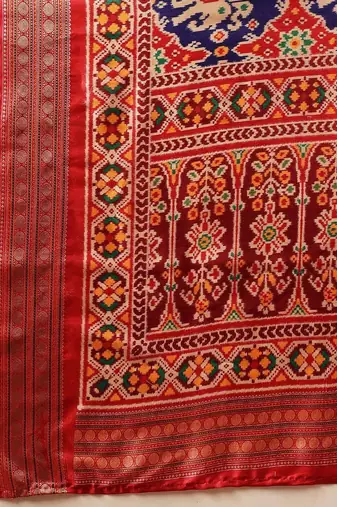Red woven art silk traditional saree with blouse piece