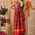 Red printed silk cotton ethnic saree with blouse piece