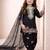 black pure heavy natural crepe salwar suit set with heavy embroidery sequence work - designer party wear