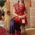 Navy blue printed silk cotton ethnic saree with blouse piece