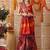 Red printed silk cotton ethnic saree with blouse piece