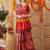 Pink printed silk cotton ethnic saree with blouse piece