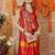 Red printed silk cotton ethnic saree with blouse piece