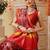 Pink printed silk cotton ethnic saree with blouse piece