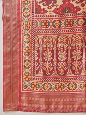 Red woven art silk traditional saree with blouse piece 4