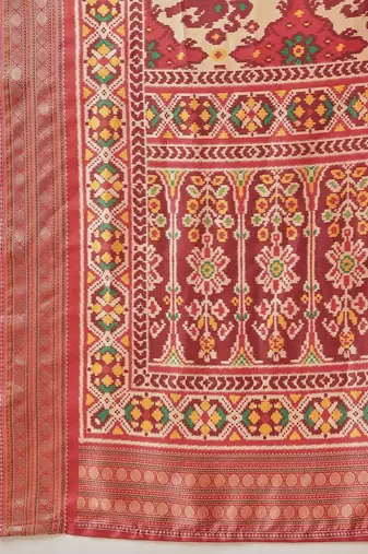 Red woven art silk traditional saree with blouse piece