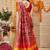 Pink printed silk cotton ethnic saree with blouse piece