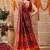 Red printed silk cotton ethnic saree with blouse piece