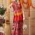 Pink printed silk cotton ethnic saree with blouse piece