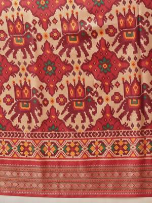 Red woven art silk traditional saree with blouse piece 5