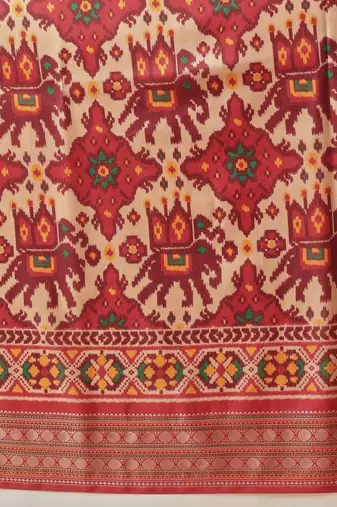 Red woven art silk traditional saree with blouse piece