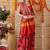 Red printed silk cotton ethnic saree with blouse piece
