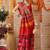 Red printed silk cotton ethnic saree with blouse piece