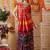 Multicolor printed silk cotton ethnic saree with blouse piece