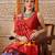 Multicolor printed silk cotton ethnic saree with blouse piece