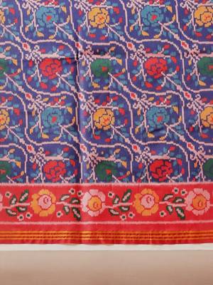 Multicolor printed silk cotton ethnic saree with blouse piece 5