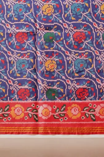 Multicolor printed silk cotton ethnic saree with blouse piece