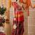 Red printed silk cotton traditional saree with blouse piece