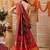 Red printed silk cotton traditional saree with blouse piece
