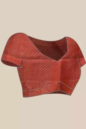 Red woven art silk traditional saree with blouse piece