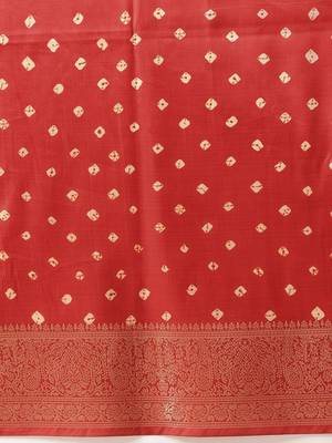 Red woven art silk traditional saree with blouse piece 5
