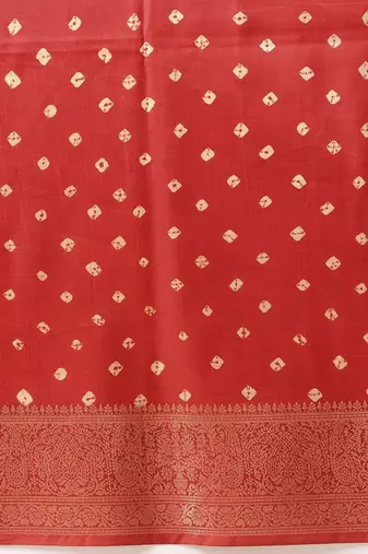 Red woven art silk traditional saree with blouse piece