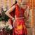 Red printed silk cotton traditional saree with blouse piece