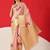 Peach printed tissue traditional saree with blouse piece