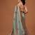 Sea green printed art silk ethnic saree with blouse piece