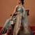 Sea green printed art silk ethnic saree with blouse piece