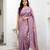 Levender color fendy satin space silk blend solid diamond siroski work saree with un-stitched blouse