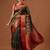 Olive printed art silk ethnic saree with blouse piece