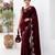 Maroon color fendy satin space silk blend solid diamond siroski work saree with un-stitched blouse