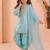 Sky blue pure roman glass sillk salwar suit set with heavy embroidery sequence work - designer party wear