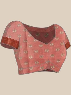 Olive printed art silk ethnic saree with blouse piece 4