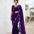 Purple color fendy satin space silk blend solid diamond siroski work saree with un-stitched blouse