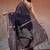 Navy blue embroidered cotton blend traditional saree with blouse piece