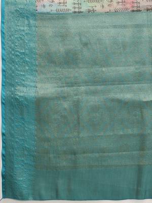 Multicolor printed tissue traditional saree with blouse piece 4