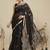 Black embroidered cotton blend traditional saree with blouse piece