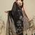 Black embroidered cotton blend traditional saree with blouse piece