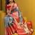 Grey woven cotton blend traditional saree with blouse piece
