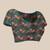Teal printed silk cotton ethnic saree with blouse piece