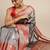 Grey woven cotton blend traditional saree with blouse piece